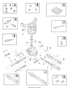 Pump Diagram and Parts List for 020738-00  Briggs and Stratton Pressure Washer